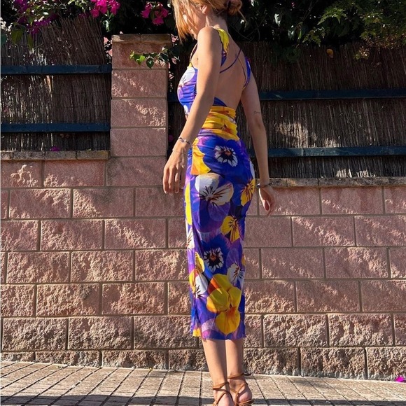 ZARA OPEN BACK PRINTED TULLE DRES - Picture 3 of 11